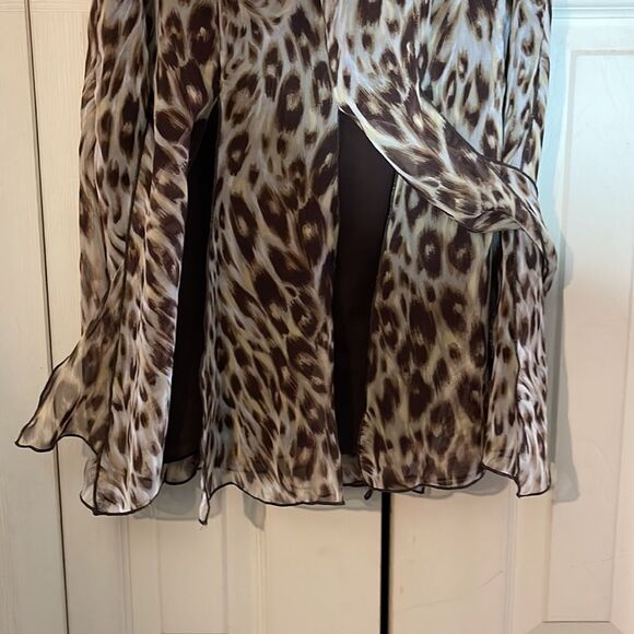 Scarlett Cheetah Leopard Animal Print Flared Skirt With Layering Strips 9 10 - Picture 12 of 16